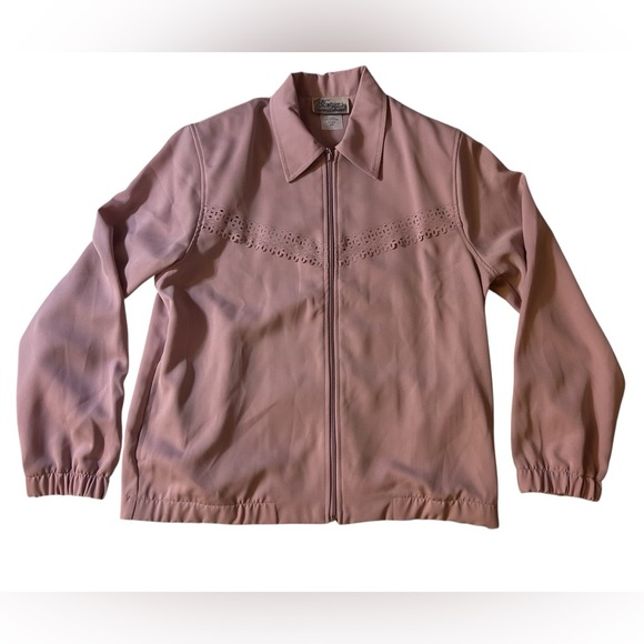 Pink Utility Jacket with Collared Neckline and Elastic Cuffs - Picture 1 of 4